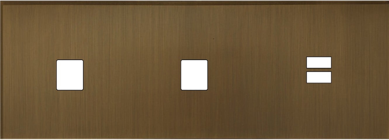 MODELEC - Façade Empreintes ANGLE Vieux Bronze Triple Horiz 1 Média 1 Média Chargeur USB M