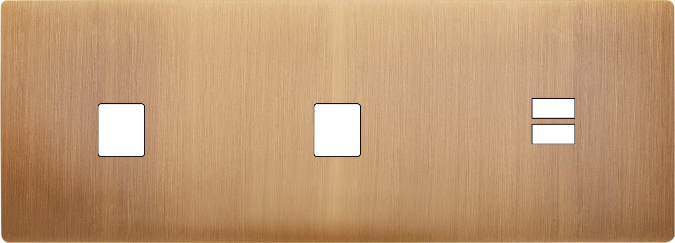 MODELEC - Façade "M" Laiton Bronze Triple Horizonta 1 Media 1 Media 1 Chargeur USB Sansvis