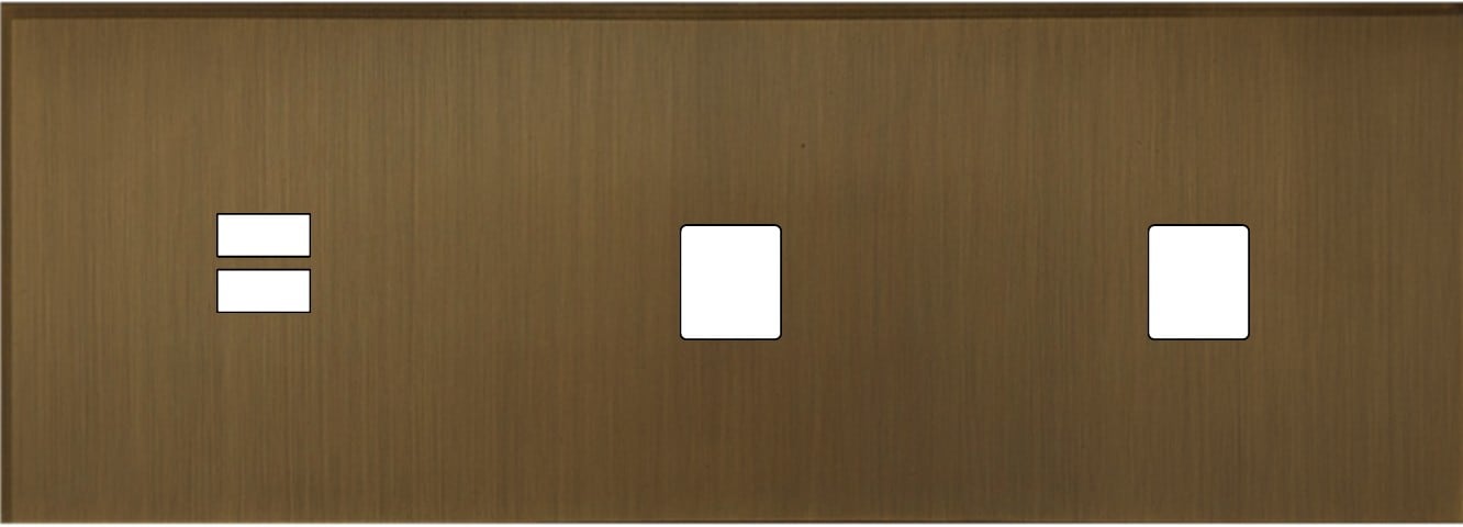 MODELEC - Façade Empreintes ANGLE Vieux Bronze Triple Horiz Chargeur USB 1 Média 1 Média M