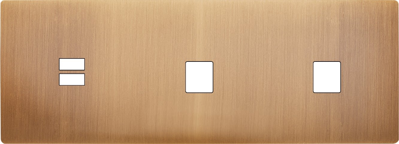 MODELEC - Façade "M" Laiton Bronze Triple Horizont 1 Chargeur USB 1 Media 1 Media magnétiq