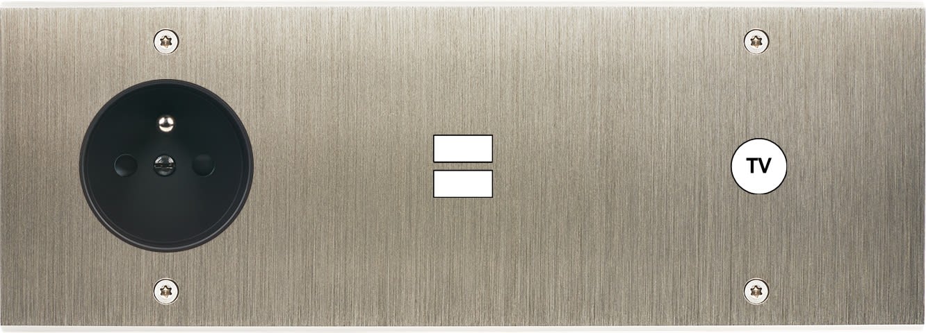 MODELEC - Façade Confidence Laiton Acier Brosse Triple Horizontale PC U1 C1 Vis