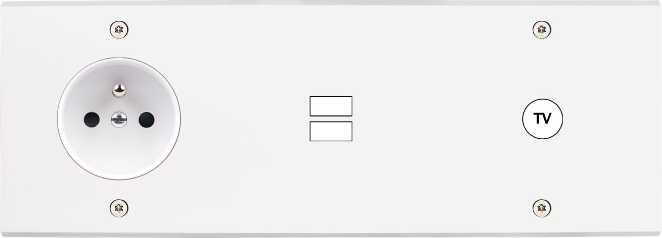 MODELEC - Façade Confidence Laiton Blanc Mat Triple Horizontale PC U1 C1 Vis