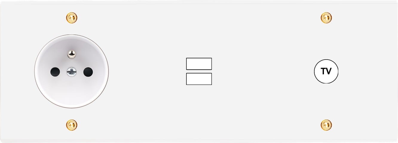 MODELEC - Façade Confidence Laiton Blanc Email Triple Horizontale PC U1 C1 Vis