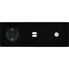 MODELEC - Façade "M" Noir Mat Trip Horiz 1 Prise Schuko 1 Chargeur USB 1 Prise Tv magnétiq