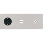 MODELEC - Façade "M" Nickel Sable Triple Horiz 1 Schuko 1 Chargeur USB 1 Prise Tv magnétiq