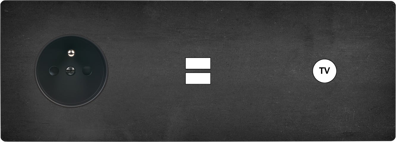 MODELEC - Façade "M" Acier Verni Tripl Horizont1 Prise 1 Chargeur USB 1 Prise Tv magnétiq