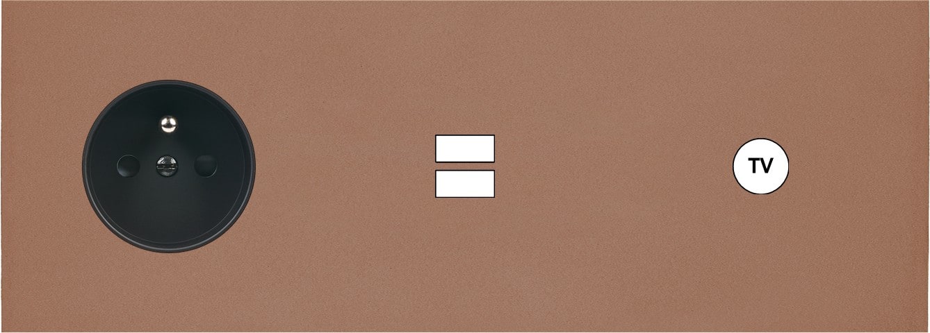 MODELEC - Façade Désir Moka Mat Triple Horizontale PC U1 C1