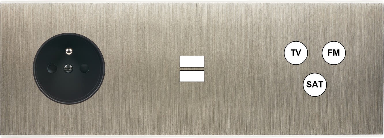 MODELEC - Façade Confidence Laiton Acier Brosse Triple Horizontale PC U1 C3