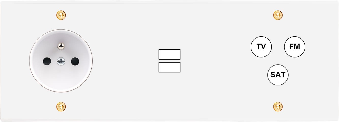MODELEC - Façade Confidence Laiton Blanc Email Triple Horizontale PC U1 C3 Vis