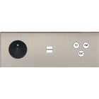 MODELEC - Façade Empreintes ANGLE Nickel Sat Triple Horizontale Prise de Courant U1 C3 M