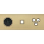 MODELEC - Façade Empreintes VOLUME Laiton Sat Triple Horizontale Prise de Courant U1 C3 M