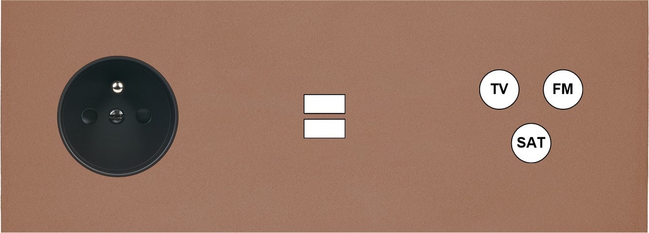 MODELEC - Façade Désir Moka Mat Triple Horizontale PC U1 C3