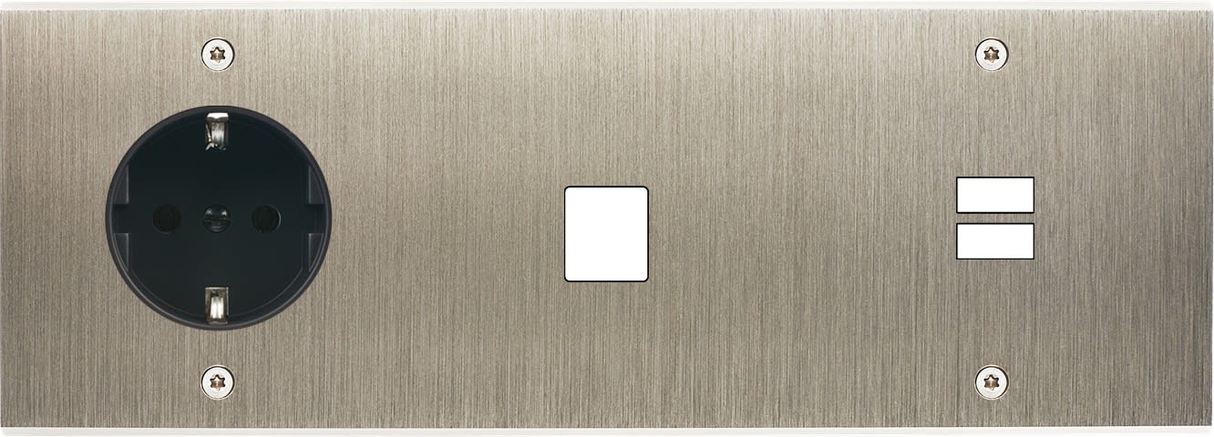 MODELEC - Façade Confidence Laiton Acier Brosse Triple Horizontale PCK M1 U1 Vis