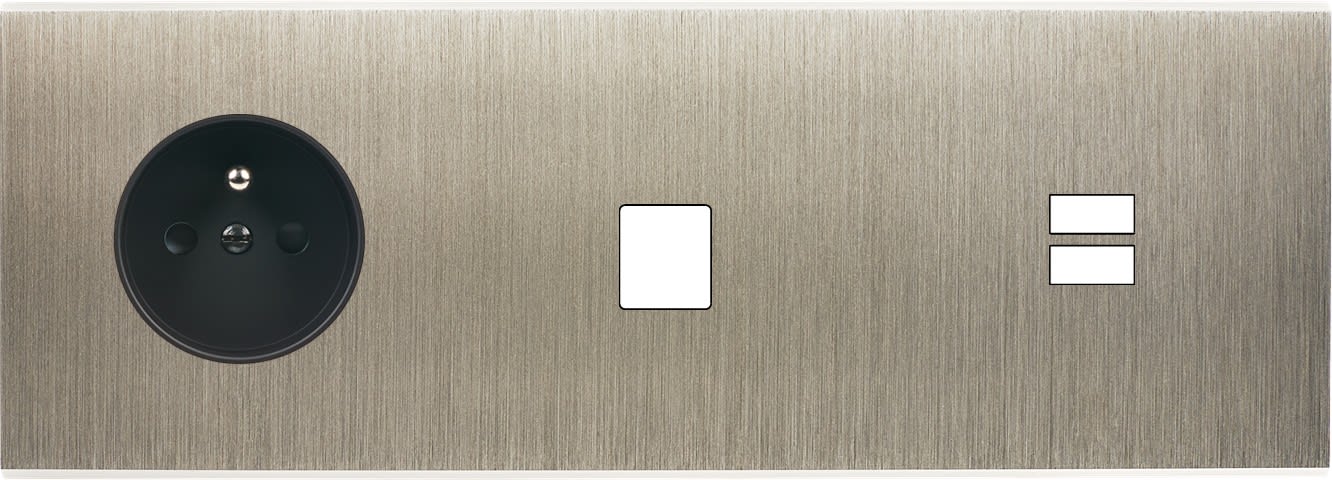 MODELEC - Façade Confidence Laiton Acier Brosse Triple Horizontale PC M1 U1