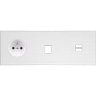 MODELEC - Façade Empreintes POINT Blanc Triple Horiz Prise 2P+T 1 Média Chargeur USB M