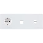 MODELEC - Façade M Blanc Mat Triple Horiz 1 Prise Schuko 1 Media 1 Chargeur USB magnétique