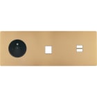 MODELEC - Façade "M" Laiton Sable Triple Horizonta 1 Prise 1 Media 1 Chargeur USB magnétiq