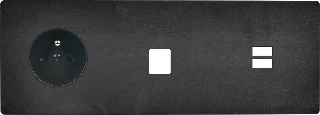 MODELEC - Façade "M" Acier Verni Triple Horizontal 1 Prise 1 Media 1 Chargeur USB magnétiq