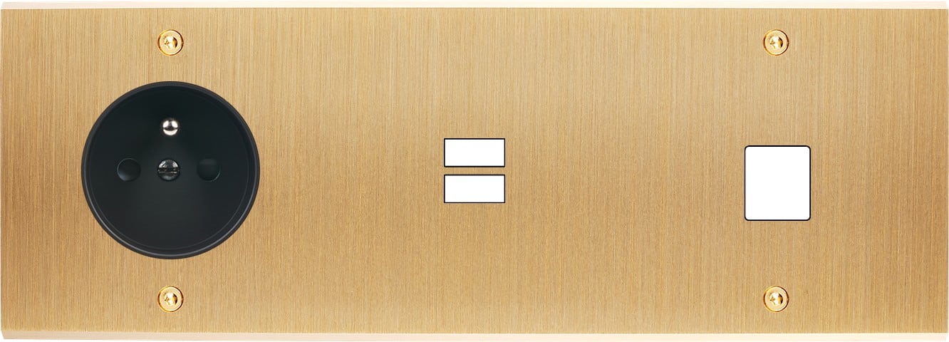 MODELEC - Façade Confidence Laiton Brosse Triple Horizontale PC U1 M1 Vis