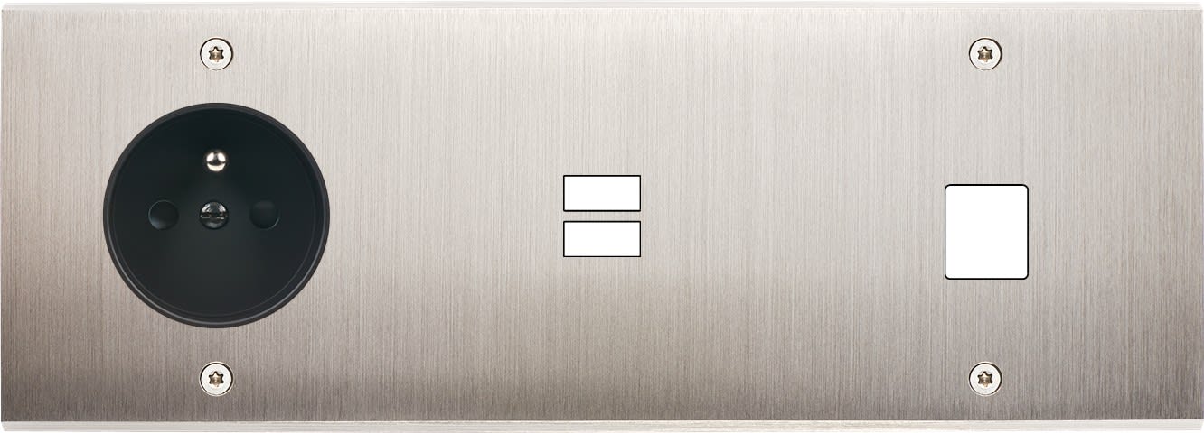 MODELEC - Façade Confidence Laiton Nickel Satine Triple Horizontale PC U1 M1 Vis