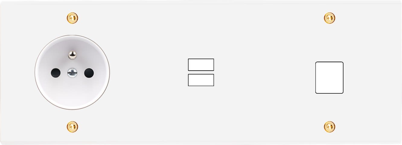 MODELEC - Façade Confidence Laiton Blanc Email Triple Horizontale PC U1 M1 Vis