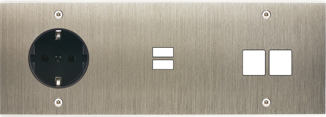 MODELEC - Façade Confidence Laiton Acier Brosse Triple Horizontale PCK U1 M2 Vis