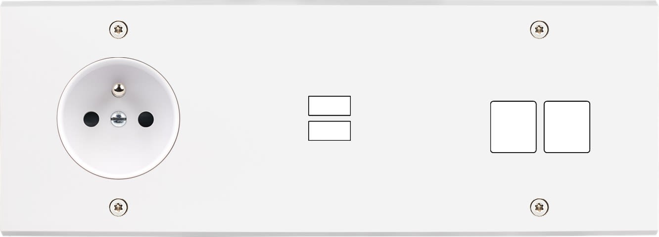 MODELEC - Façade Confidence Laiton Blanc Mat Triple Horizontale PC U1 M2 Vis