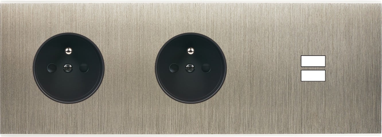 MODELEC - Façade Confidence Laiton Acier Brosse Triple Horizontale PC Pc U1