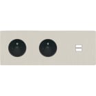 MODELEC - Façade "M" Nickel Brosse Triple Horizont 1 Prise 1 Prise 1 Chargeur USB magnétiq