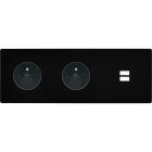 MODELEC - Façade "M" Noir Mat Triple Horizontale 1 Prise 1 Prise 1 Chargeur USB magnétique