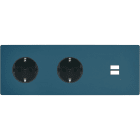 MODELEC - Façade M Gris Mat Triple Horizontale 2 Prises Schuko 1 Chargeur USB magnétique