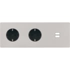 MODELEC - Façade M Nickel Sable Triple Horizontale 2 Prises Schuko 1 Chargeur USB magnétiq