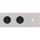 MODELEC - Façade "M" Nickel Sable Triple Horizonta 1 Prise 1 Prise 1 Chargeur USB magnétiq