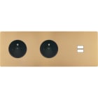 MODELEC - Façade "M" Laiton Sable Triple Horizonta 1 Prise 1 Prise 1 Chargeur USB magnétiq