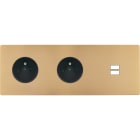 MODELEC - Façade "M" Laiton Sable Triple Horizonta 1 Prise 1 Prise 1 Chargeur USB magnétiq