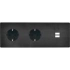 MODELEC - Façade M Acier Verni Triple Horizontale 2 Prises Schuko 1 Chargeur USB magnétiq