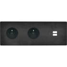 MODELEC - Façade "M" Acier Verni Triple Horizontal 1 Prise 1 Prise 1 Chargeur USB magnétiq