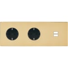 MODELEC - Façade M Laiton Verni Triple Horizontale 2 Prises Schuko 1 Chargeur USB magnétiq