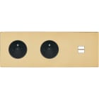 MODELEC - Façade "M" Laiton Miroir Triple Horizont 1 Prise 1 Prise 1 Chargeur USB magnétiq