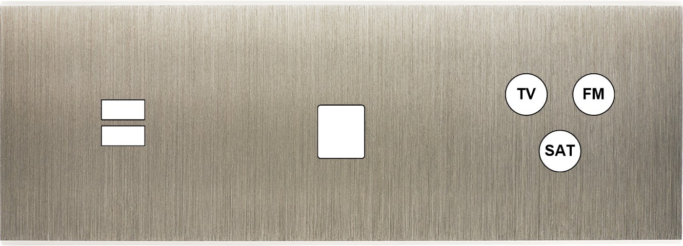 MODELEC - Façade Confidence Laiton Acier Brosse Triple Horizontale U1 M1 C3