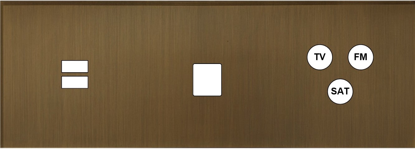 MODELEC - Façade Empreintes ANGLE Vieux Bronze Triple Horiz Chargeur USB 1 Média C3 M