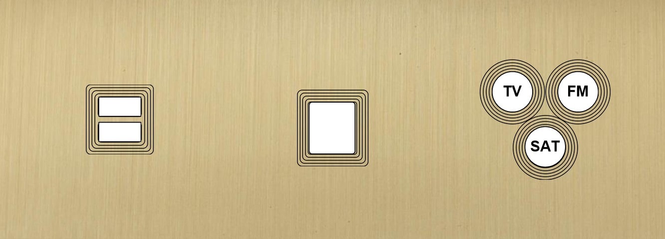 MODELEC - Façade Empreintes VOLUME Laiton Sat Triple Horizontale Chargeur USB 1 Média C3 M