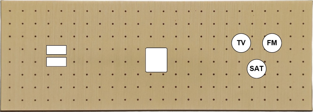 MODELEC - Façade Empreintes POINT Laiton Sat Triple Horizontale Chargeur USB 1 Média C3 M