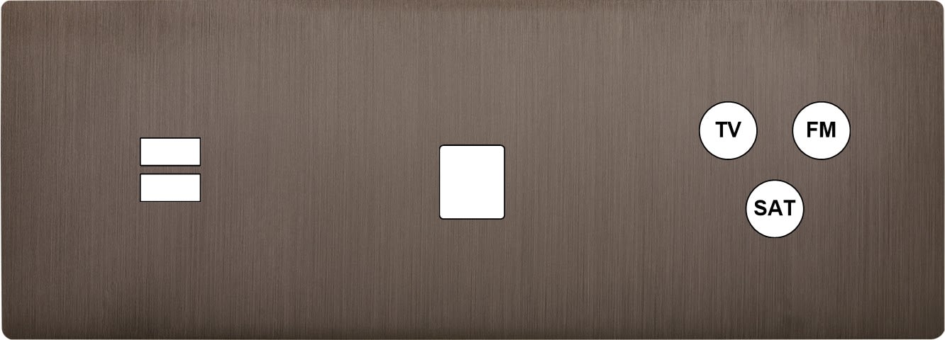 MODELEC - Façade "M" Laiton Canon Tripl Horizon 1 Chargeur USB 1 Media 1 Tv-Fm-Sat Sansvis