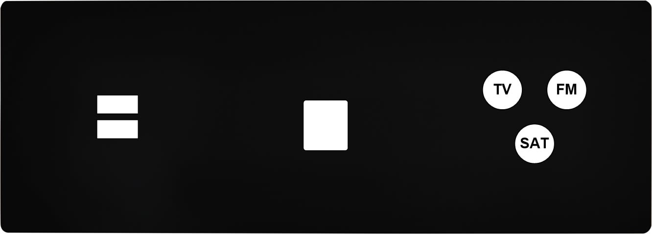 MODELEC - Façade "M" Noir Mat Triple Horizonta 1 Chargeur USB 1 Media 1 Tv-Fm-Sat magnétiq