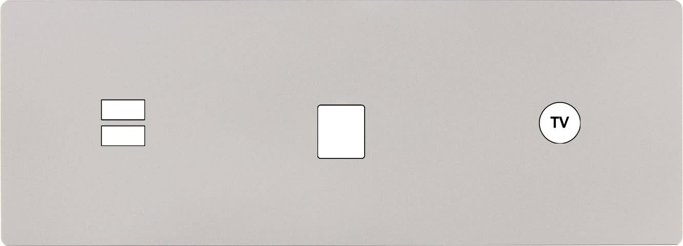 MODELEC - Façade "M" Nickel Sable Triple Horizo 1 Chargeur USB 1 Media 1 Prise Tv magnétiq