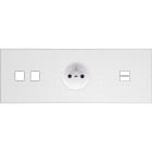 MODELEC - Façade Empreintes POINT Blanc Triple Horizontale 2 boutons carrés PC U1 M