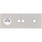 MODELEC - Façade Empreintes LIGNE Blanc Triple Horiz Prise de Courant 2 boutons 1 bouton M