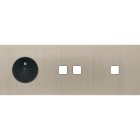 MODELEC - Façade Empreintes PLAN Nickel Sat Triple Horiz Prise 2P+T 2 boutons 1 bouton M