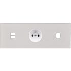 MODELEC - Façade Empreintes ANGLE Blanc Triple Horiz Chargeur USB Prise 2P+T 1 bouton M